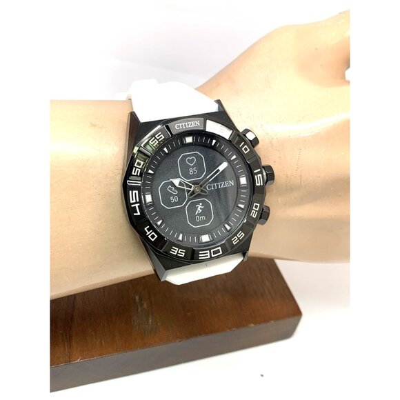 Citizen Mens Watch JY1007-12E CZ Smart Smartwatch Hybrid Black White Rubber 44mm - Picture 11 of 14